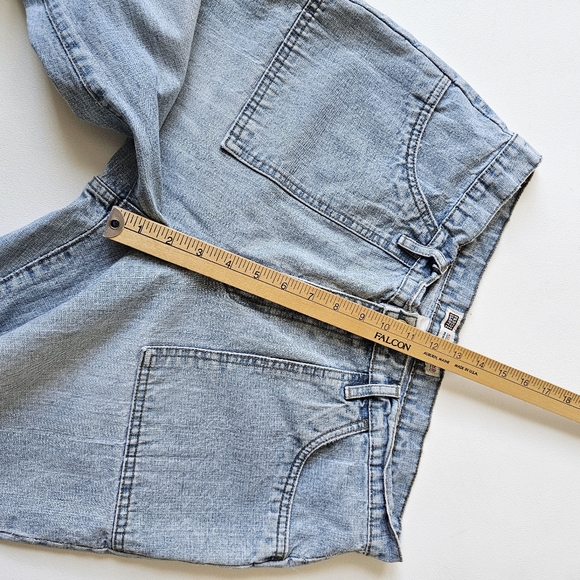 Vintage 90s Faded Glory Denim Capri Jeans Light Wash Cropped Slit Hem Missy 14 - Picture 8 of 9